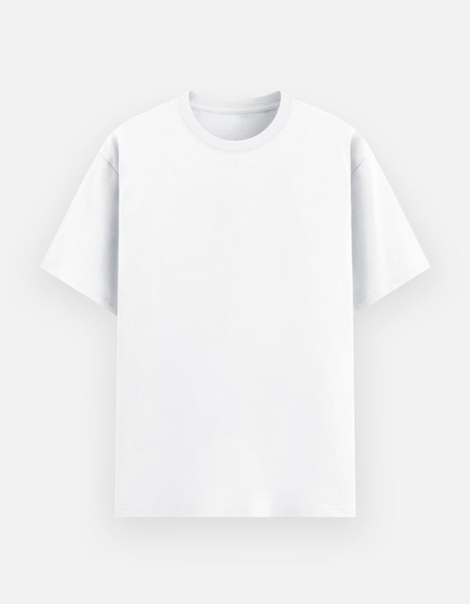 Minimal Core Tee in white, lightweight poly-cotton blend for everyday comfort and effortless layering.