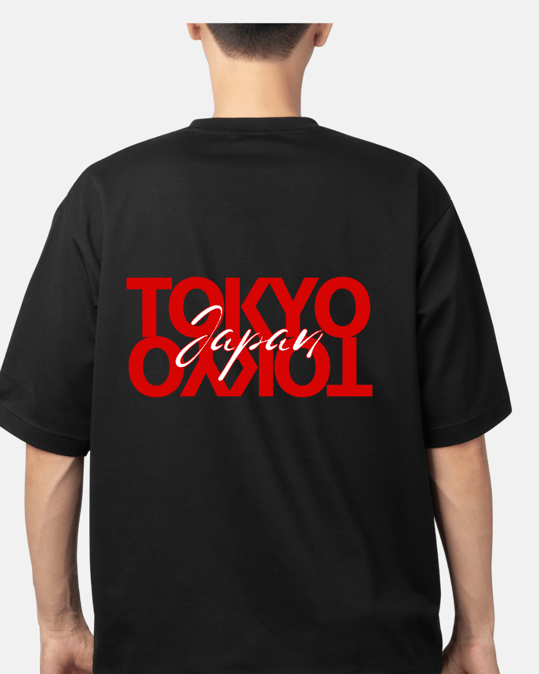 Neo Tokyo Tee featuring bold red Tokyo and Japan graphics on a black t-shirt, inspired by street culture.
